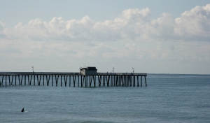 San Clemente pier with clouds, by Bill Helm, 02-09-13